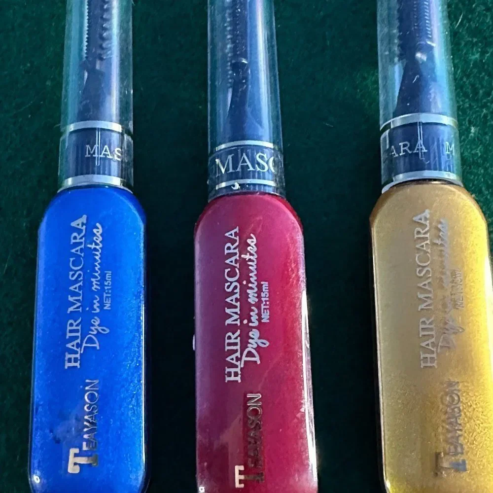 Teayason Hair Mascara Blue Gold Red Temporary Hair Color Dye Touch Up Wand